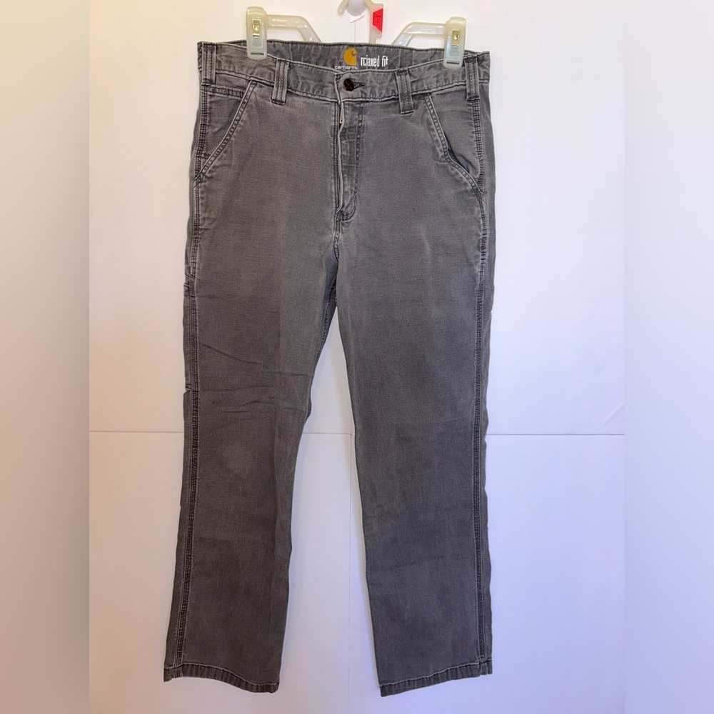 Carhartt Men's 33x32 Pants Relaxed Fit Pockets Medium Wash 100% Cotton